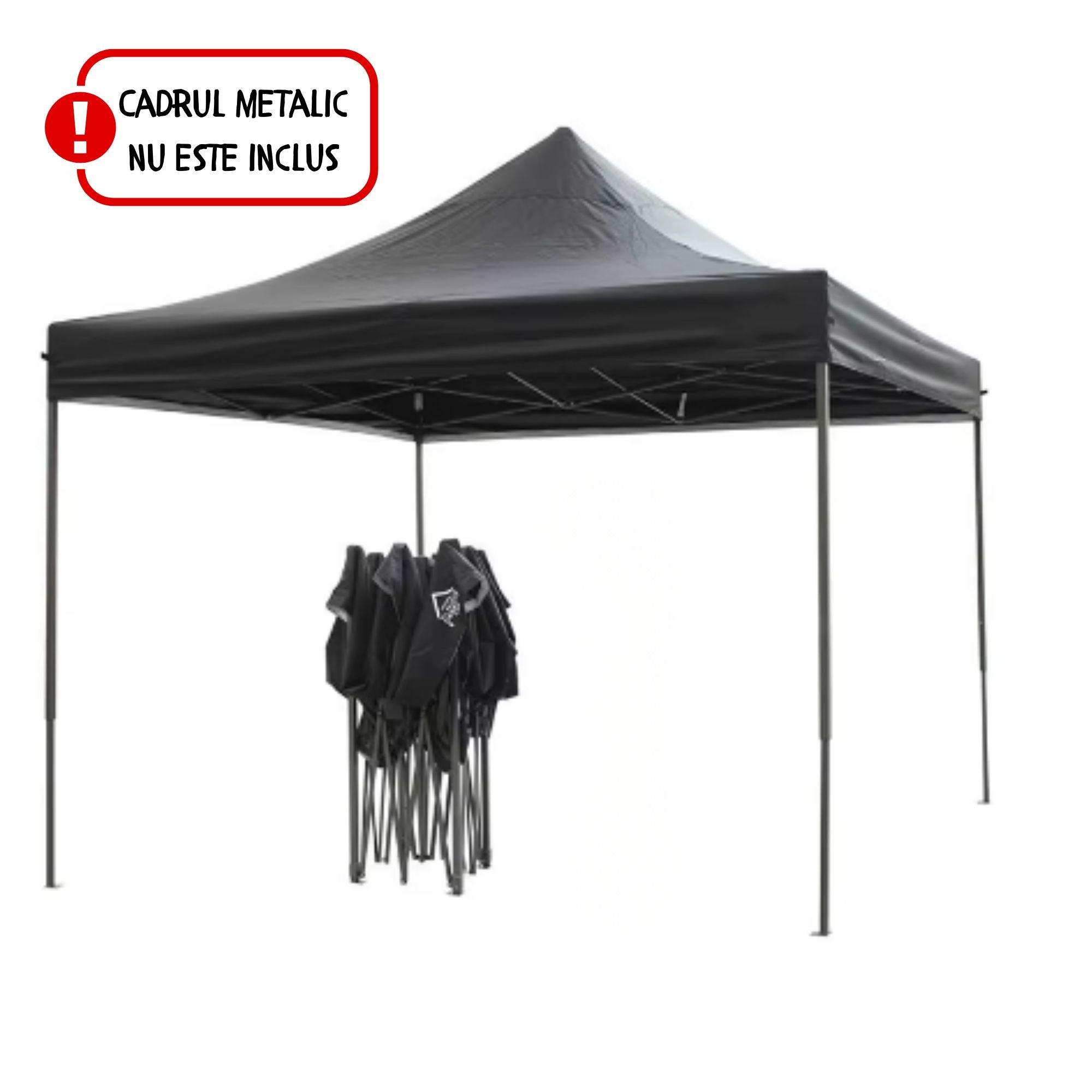 Copertina pentru Pavilion, Acoperis Cort, Pliabil, Copertina Rezistenta 420D, 185 g/m2, Protectie Ideala la Soare si Ploaie, 2.9 x 2.9 m, Negru