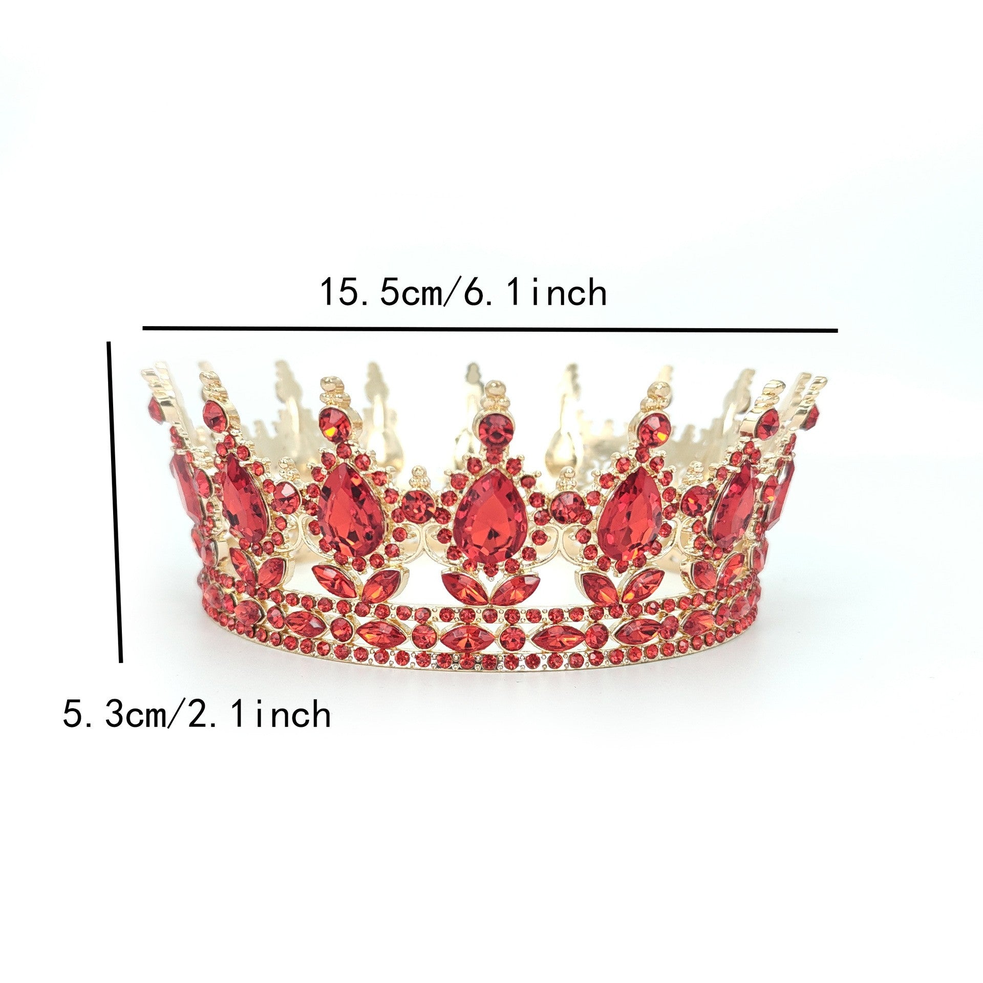 Diadema, din Aliaj, cu Cristale, Accesoriu Par, Aniversare, Nunta, Petrecere, 15.5 x 5.3 cm, Rosu