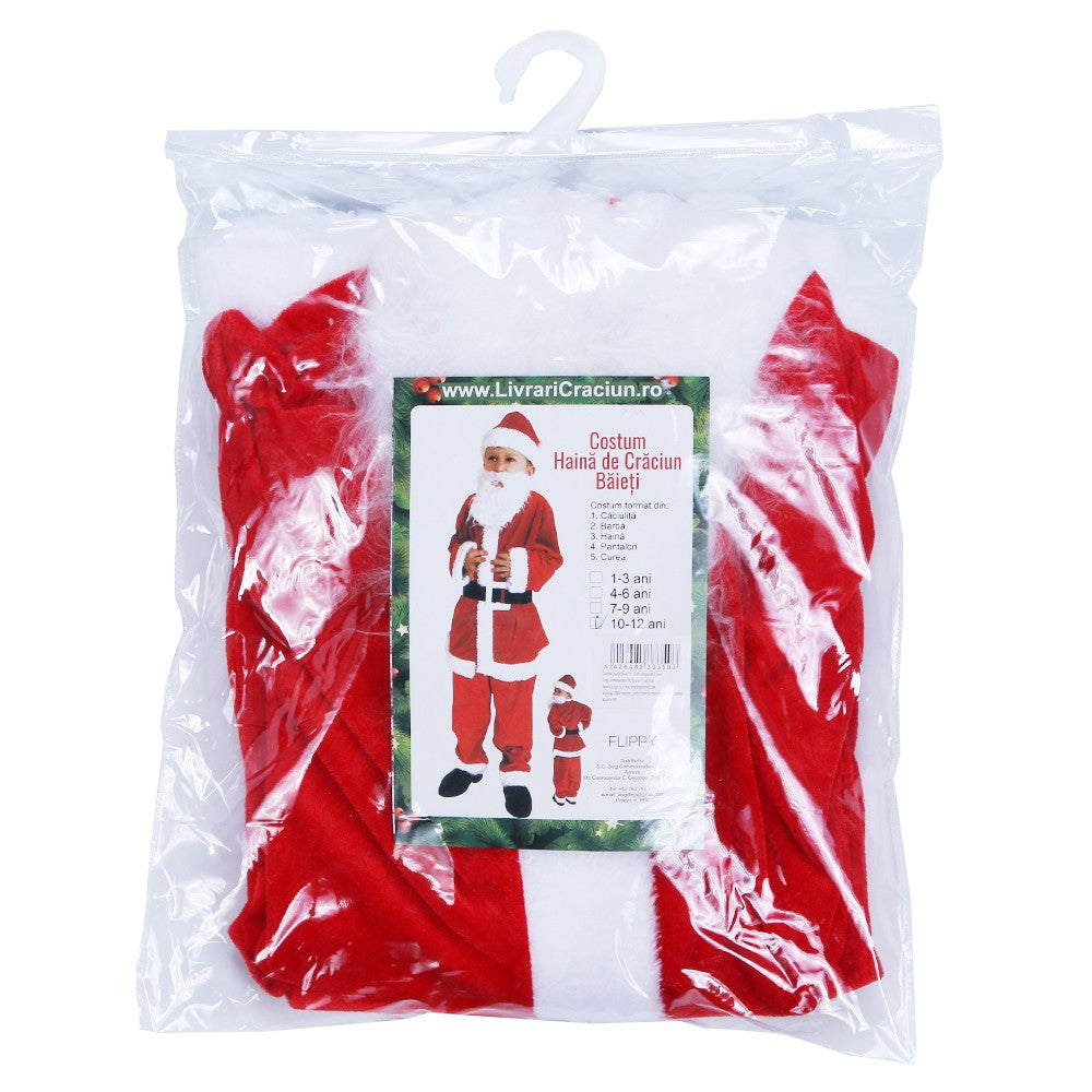 Costum Mos Craciun ® Baiat, 10-12 ani, 5 piese, Catifea