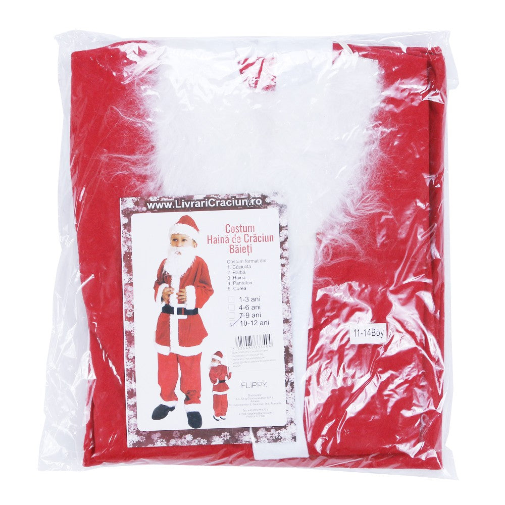 Costum Mos Craciun ® Baiat, 10-12 ani, 5 piese, Polar