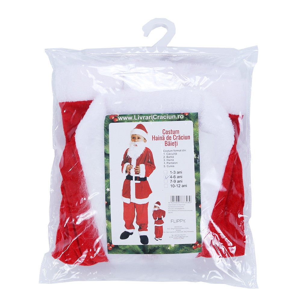 Costum Mos Craciun ® Baiat, 4-6 ani, 5 piese, Catifea