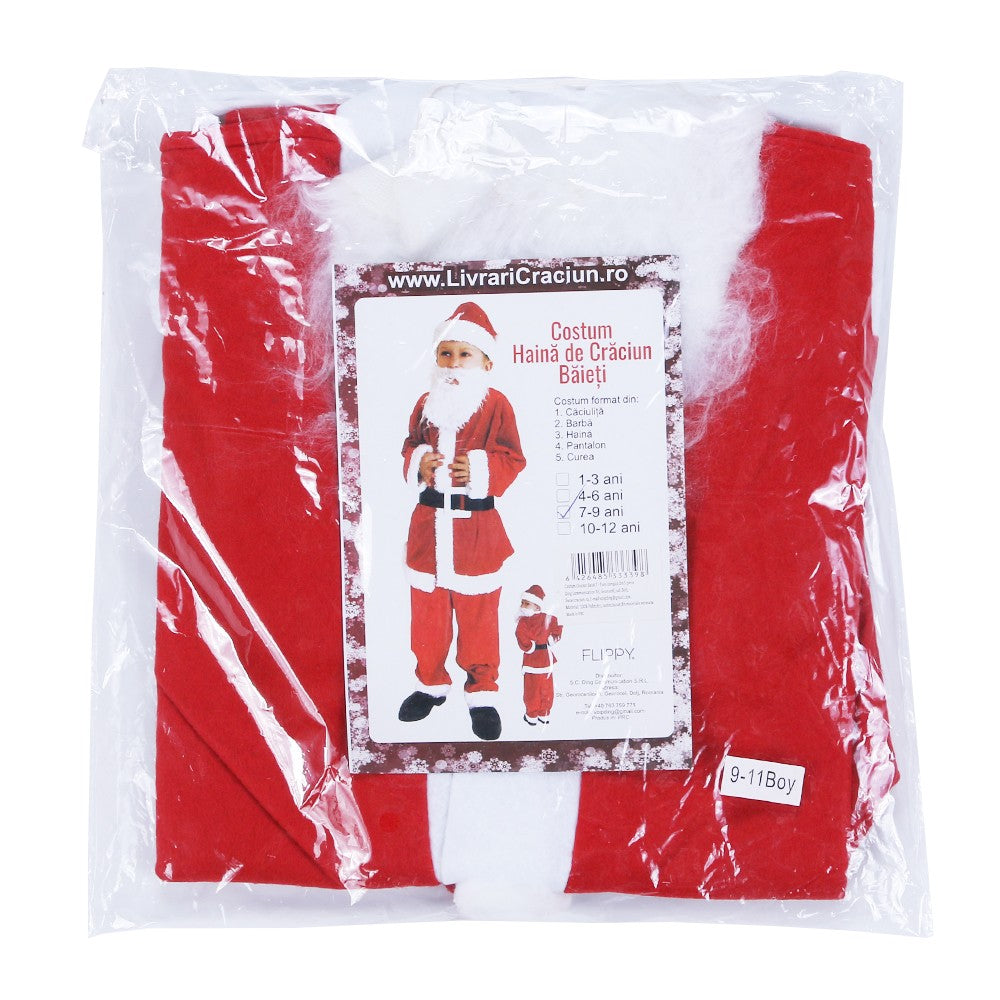 Costum Mos Craciun ® Baiat, 7-9 ani, 5 piese, Polar