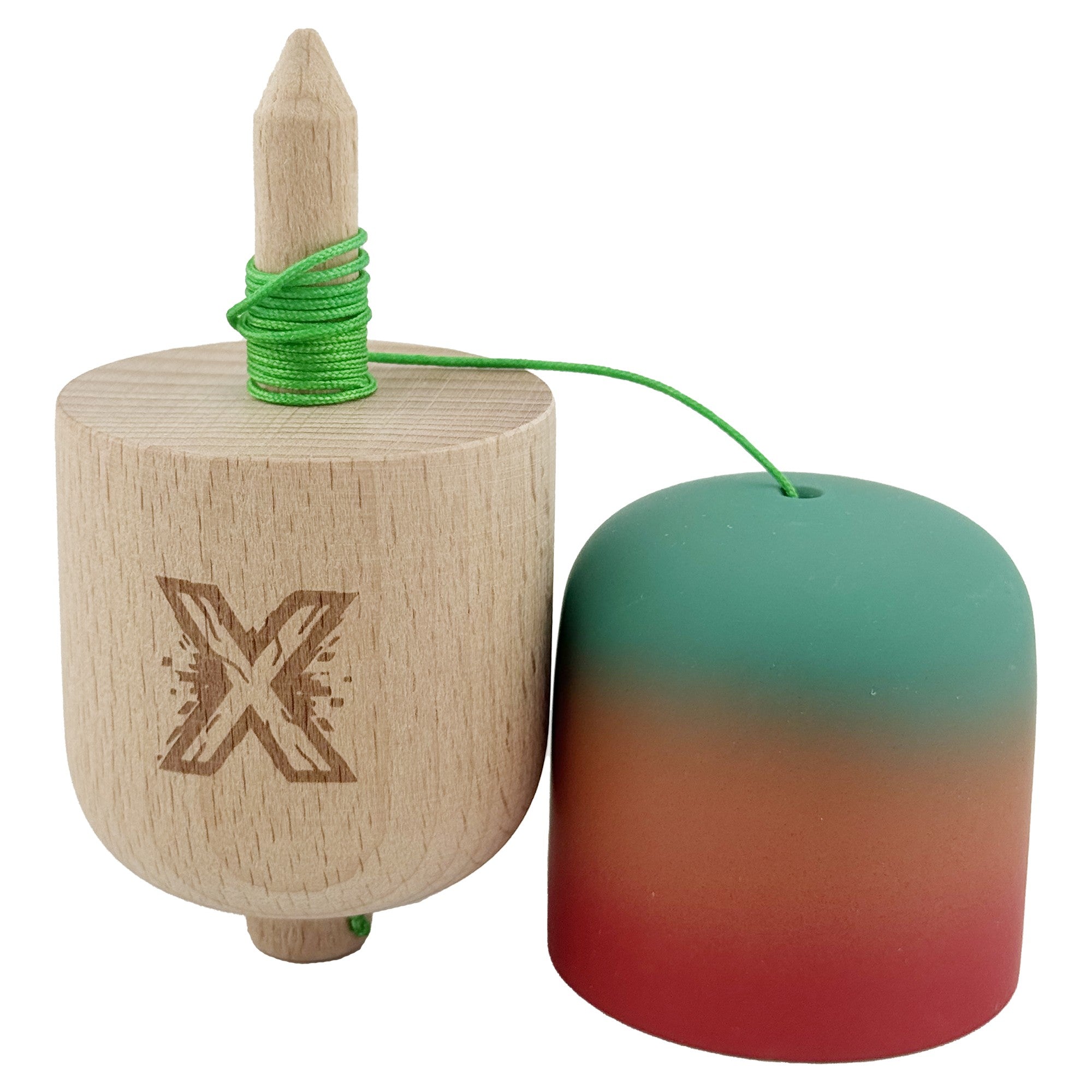 Kendama Pill X Originala, Profesionala Model Rubber Grip Pilula, din Lemn, Varsta 9+, Ata 62/65 cm, 11 x 5 x 5 cm, Gradient