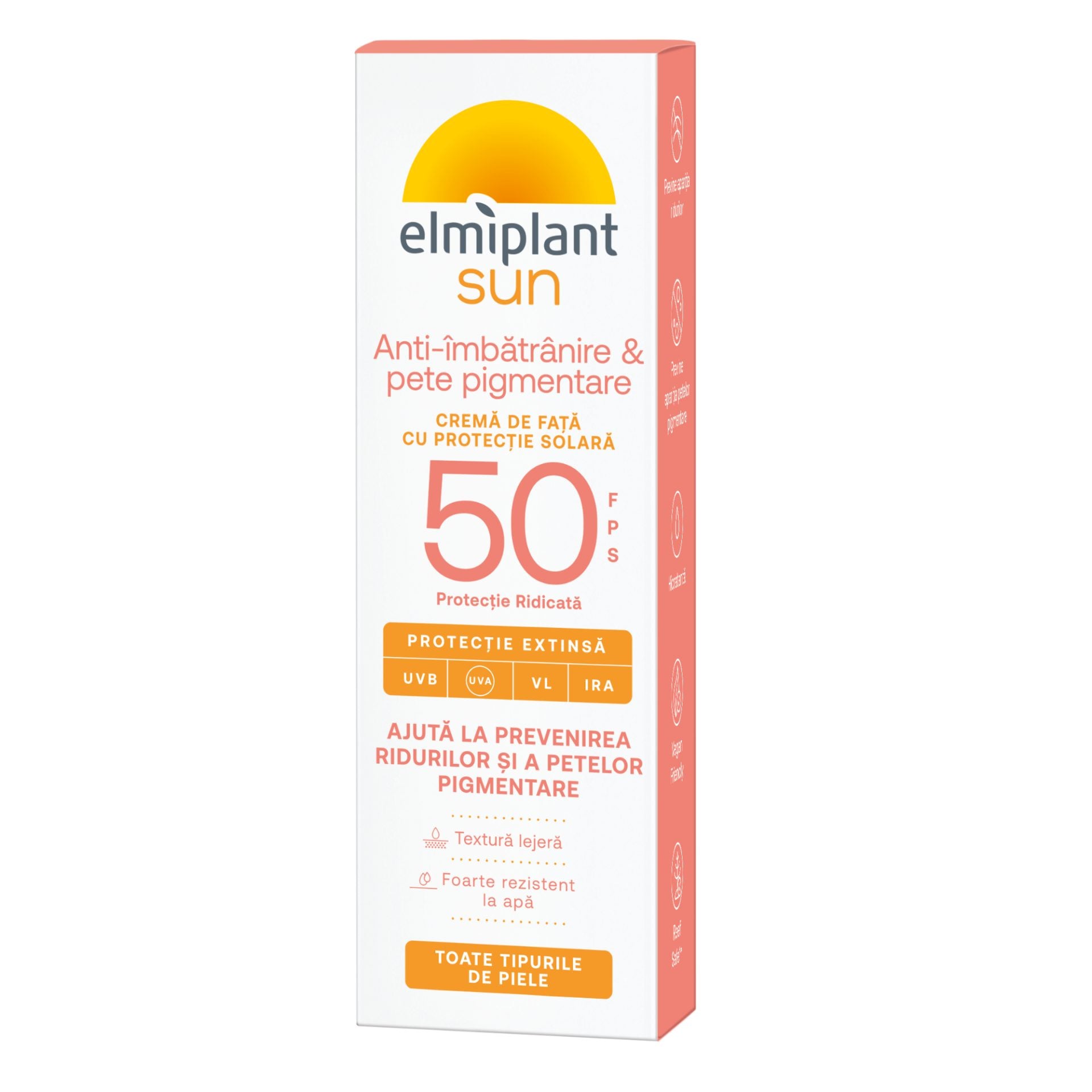 Crema de Fata Pentru Protectie Solara Anti-Pete SPF 50, Elmiplant Sun, 50 ml