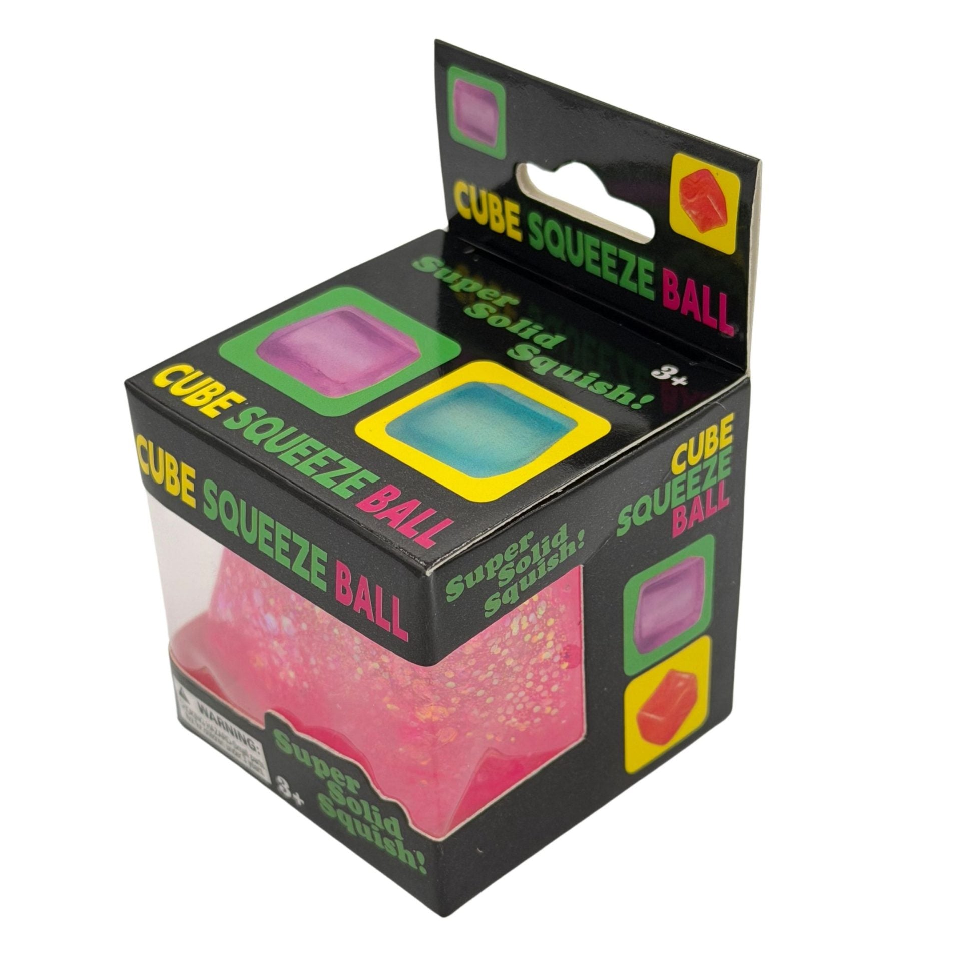 Jucarie Squishy tip Needoh in Forma de Cub, Model Ice Cube cu Sclipici Magic, Antistres Senzoriala Comprimabila cu Revenire Lenta, 4.5x4.5 cm, 110 g, Roz