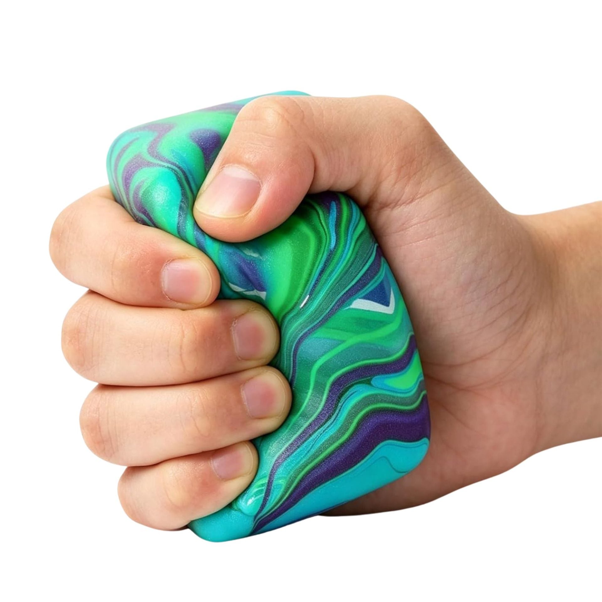 Jucarie Squishy tip Needoh in Forma de Cub de Gheata, Model Linii Flow din Maltoza, Antistres Senzoriala Comprimabila cu Revenire Lenta, 5.5x5.5x5.5 cm, 180 g, Verde