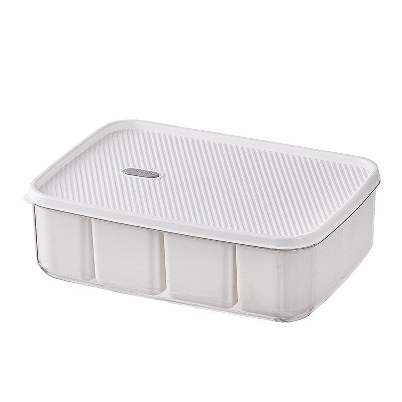 Cutie pentru Depozitare Alimente, 8 Compartimente cu Capac, Material PET+PP, 29 x 20 x 9 cm, Alb/Transparent