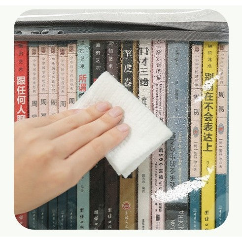 Cutie de Depozitare, din PVC + Textil, Rezistenta la Apa, Geanta pentru Carti, 32x24x25 cm, Transparent-Negru