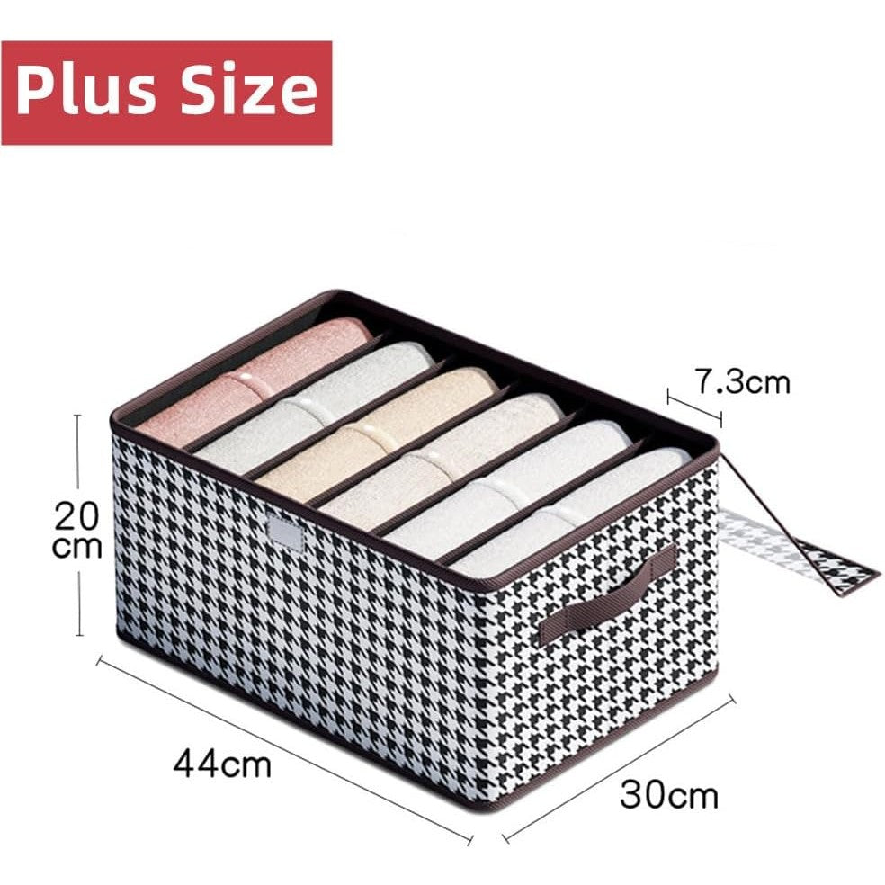 Cutie De Depozitare, Pentru Haine, Lenjerie, Sosete Si Sutiene, Material Textil, 6 Compartimente, 44x30x20 cm, Culoare Alb-Negru