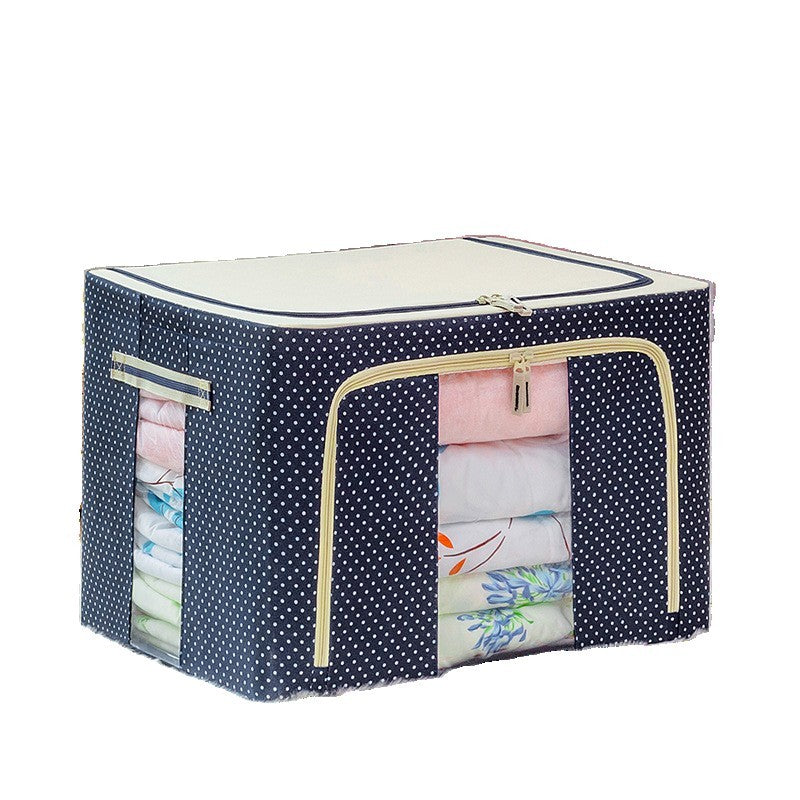 Cutie de Depozitare Pliabila, 66 L, din Panza Oxford, 50x40x33 cm, 2 Ferestre, Frontala si Laterala, 2 Usi de Acces cu Fermoar Bidirectional