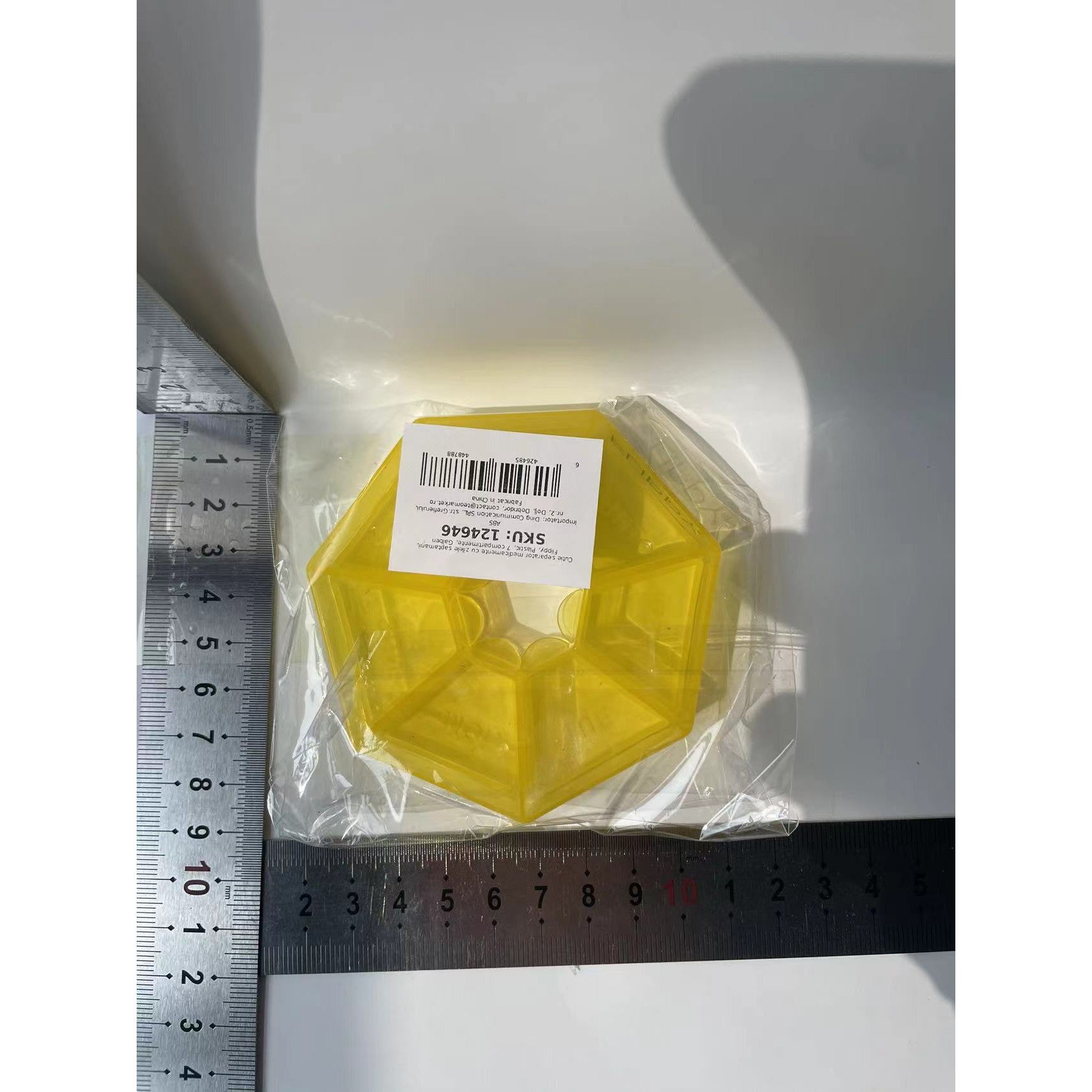 Cutie separator medicamente cu zilele saptamanii, Plastic, 7 compartimente, Galben
