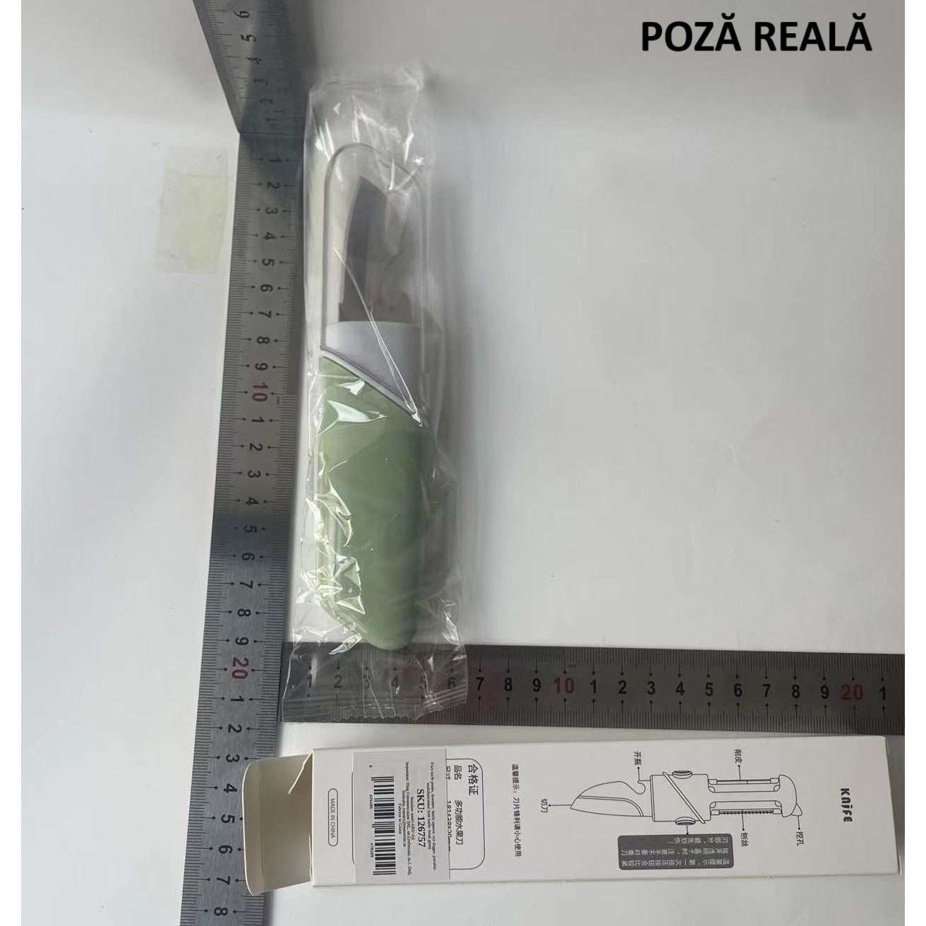 Cutit de Fructe Multifunctional, Razatoare, Curatator Fructe-Legume, Deschizator de Sticle, 18.1x3.8x2cm, Verde