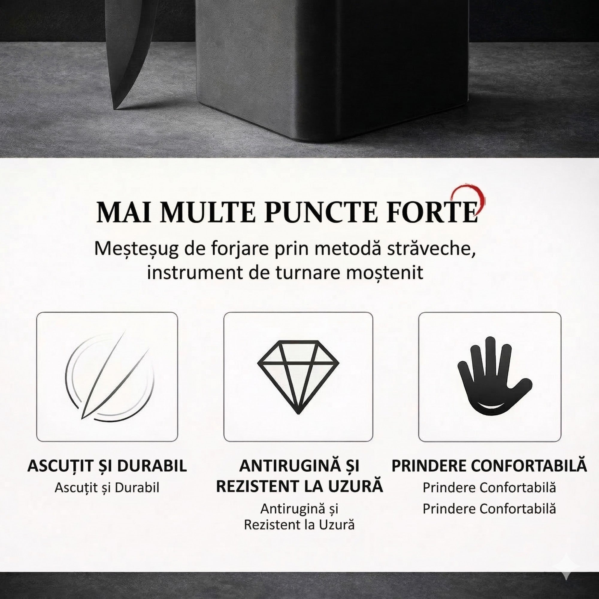 Cutite Bucatarie, Set 9 Piese, Otel Inoxidabil cu Acoperire Antiaderenta, Suport Depozitare Inclus, 6 Cutite, Tija Ascutire si Foarfeca Bucatarie, 31 x 10 x 10 cm, Negru