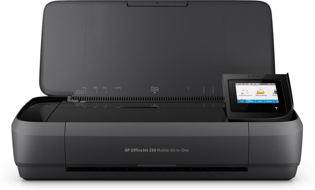 Multifunctional inkjet Color HP OfficeJet 250Mobile AiO, A4, Functii:Impr|Scan|Cop,Viteza Print Mono:9ppm,Viteza Print color:6ppm,Conectiv:USB|WiFi,Duplex:Da,ADF:ADF "CZ992A"
