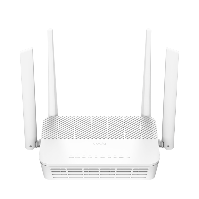 CUDY Router AX3000 2.5G Dual Band Wi-Fi 6 Mesh PoE, Chipset MT7981BA+MT7976CN+MT7531AE+RTL8221B, standard 802.11ax/ac/a/b/g/n, 2402Mbps la 5GHz + 574Mbps la 2.4GHz, 1 x 2.5G Port(PoE-IN,802.3at/af sau PoE pasiv), 4 x porturi 10/100/1000Mbps, 4 x 5dBi ante