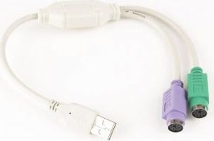 CABLU USB GEMBIRD splitter, USB 2.0 (T) la 2 x PS2 (T), 30cm, adaptor USB la mufe PS2 pt. tastatura si mouse, alb, "UAPS12"