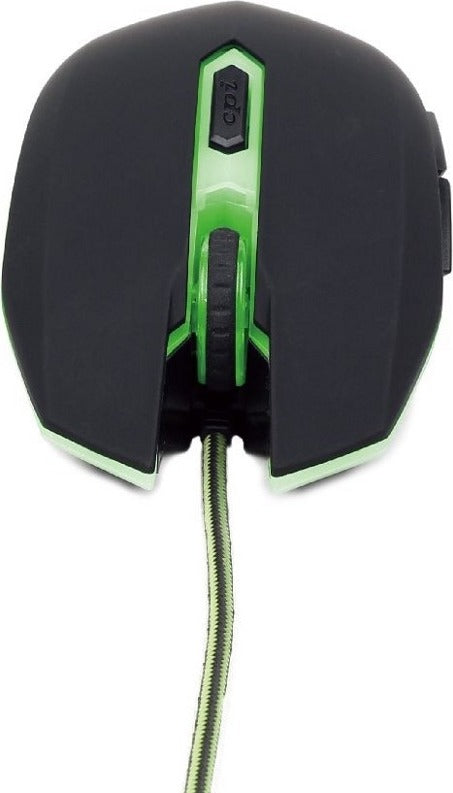 MOUSE GEMBIRD, gaming, cu fir, USB, optic, 2400 dpi, butoane/scroll 6/1, iluminare, negru / verde, "MUSG-001-G"
