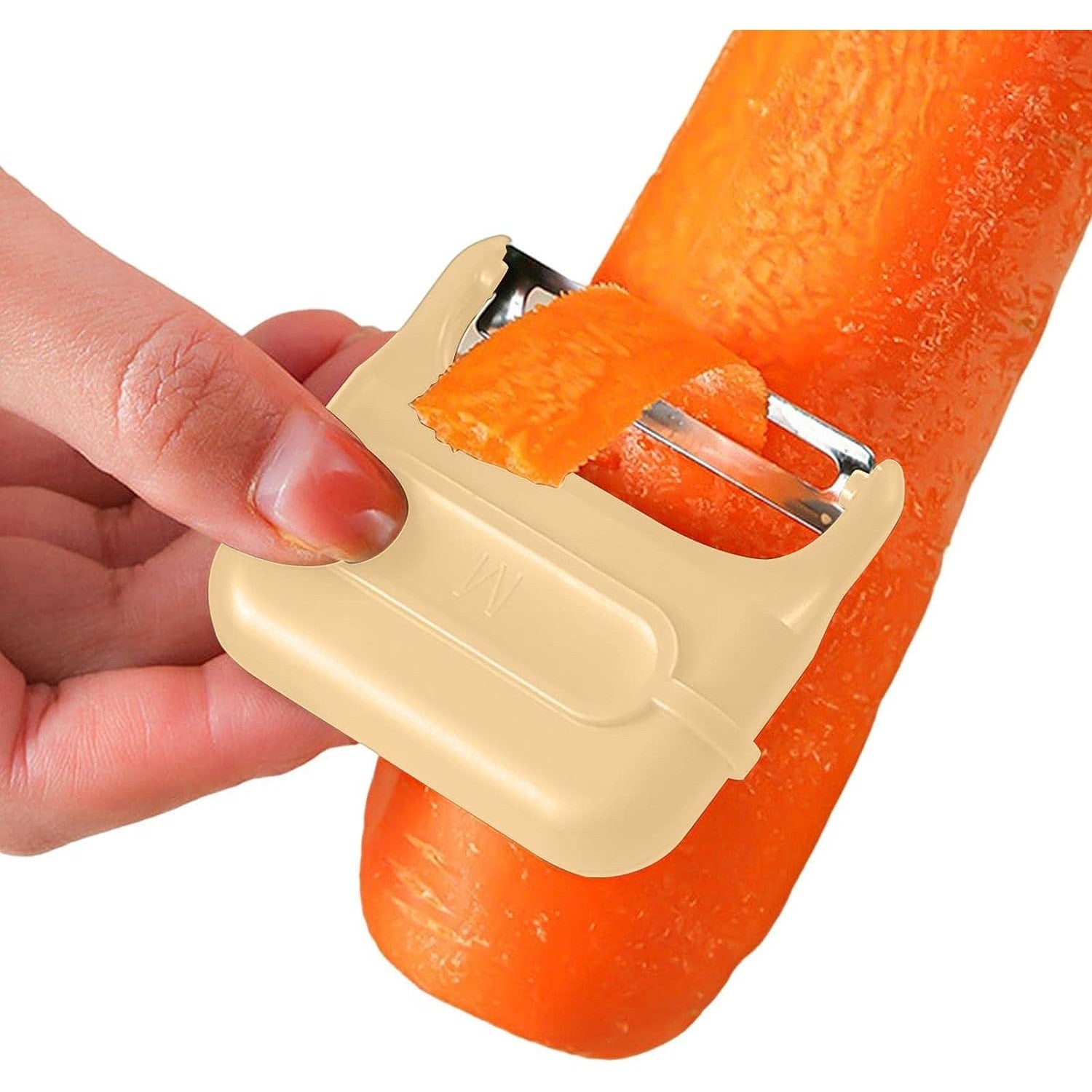 Decojitor/Curatator manual de legume si fructe, portabil, cu magnet, doua lame, Inox, Galben, 6.7x6x1.6 cm
