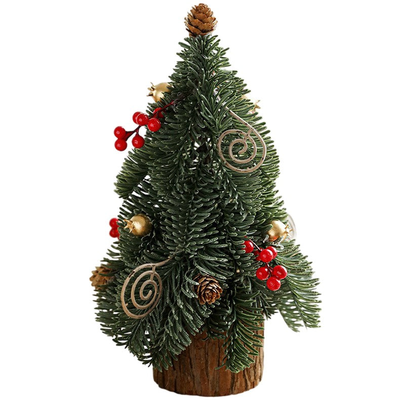 Decoratiune Craciun pentru Masa, Ornament de Decor Model Brad de Craciun de Dimensiuni Mici, pentru Birou si Interior, din Plastic 30 x 15 x 15 cm, Verde