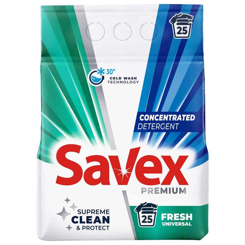 Detergent pentru Rufe Automat, Savex, 2 kg 2in1 Fresh 25 spalari
