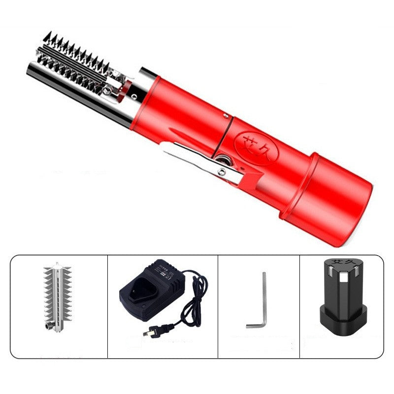 Dispozitiv Electric de Curatare Solzi Peste, din Otel Inoxidabil, 28 x 5 cm, Rosu