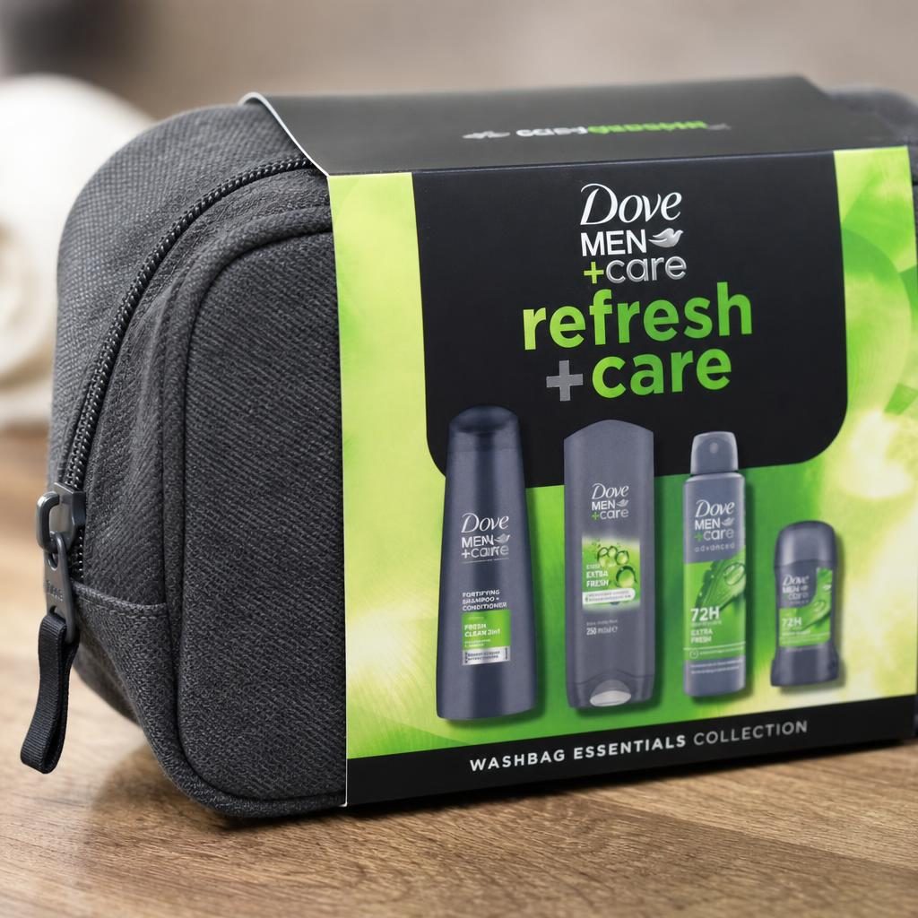 Dove Borseta Cadou, Gel de Dus 250 ml, Deo150 ml, Stick50 ml, Samp2in1 250 ml Men Care Refresh
