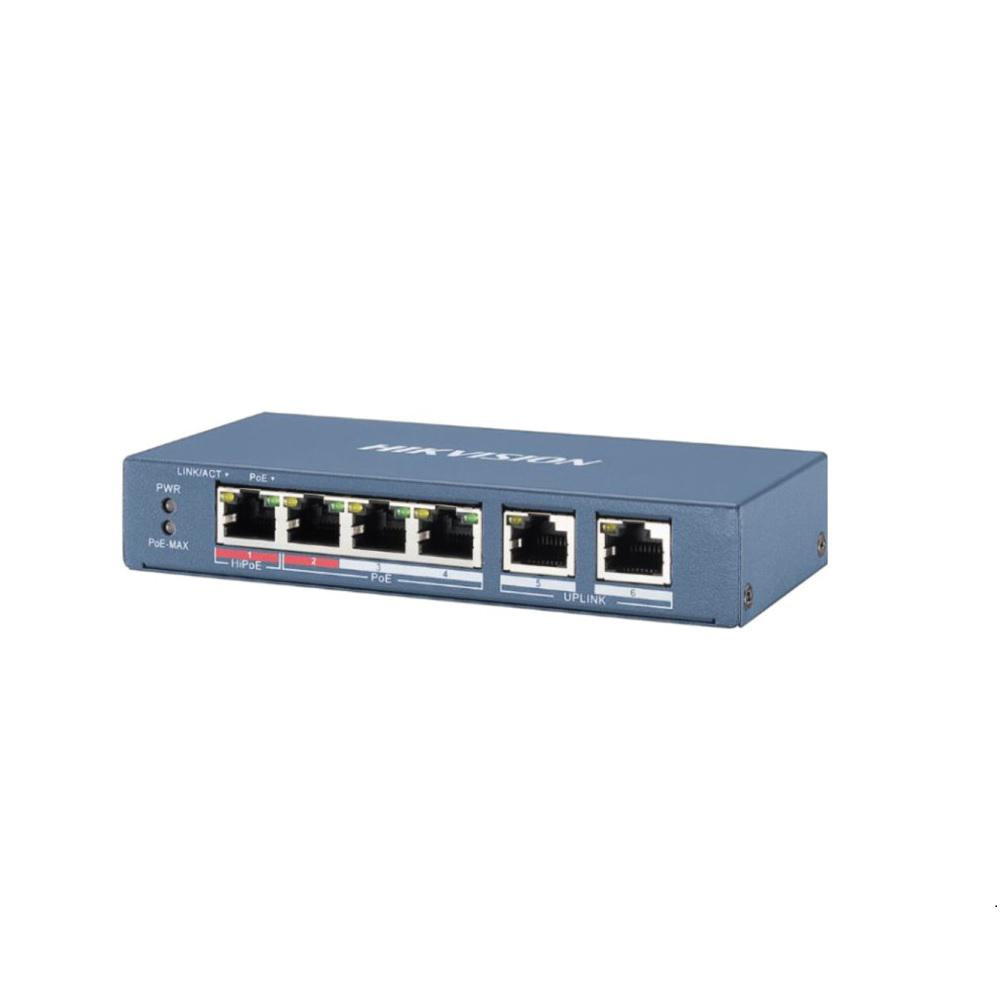 SWITCH PoE HIKVISION, port 10/100 x 4, unmanaged, nerackabil, carcasa metalica, "DS-3E0106HP-E"