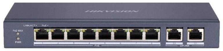 SWITCH Hikvision, 10/100 x 8 | Gigabit x 2, carcasa metalica, "DS-3E0310P-E/M"
