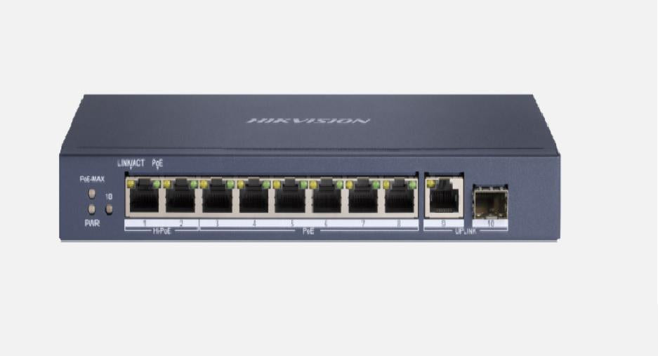 SWITCH PoE HIKVISION, port Gigabit x 8, SFP SFP x 1, carcasa metalica, "DS-3E0510HP-E"