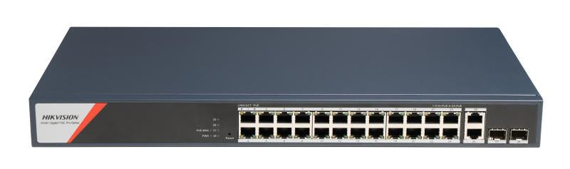 HK SWITCH POE 24 PORTURI SMART MANAGED "DS-3E1528HP-SI-24P2T2F"