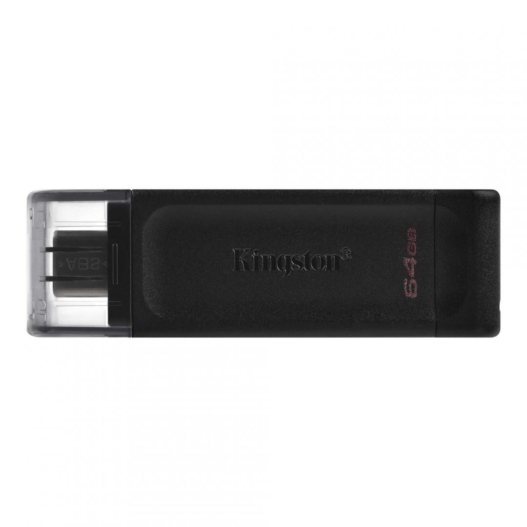MEMORIE USB Type-C KINGSTON 64 GB, cu capac, carcasa plastic, negru, "DT70/64GB"