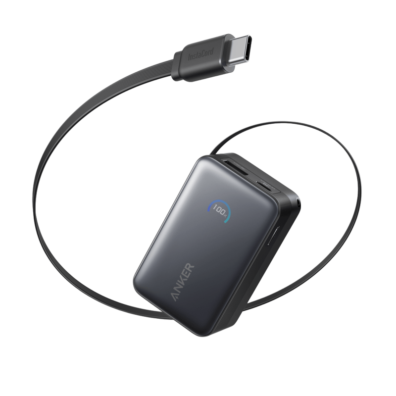 Anker Baterie ext. Nano 10000mAh Negru (Acumulator extern Anker Nano 10K 45W cablu USB-C retractabil Negru)