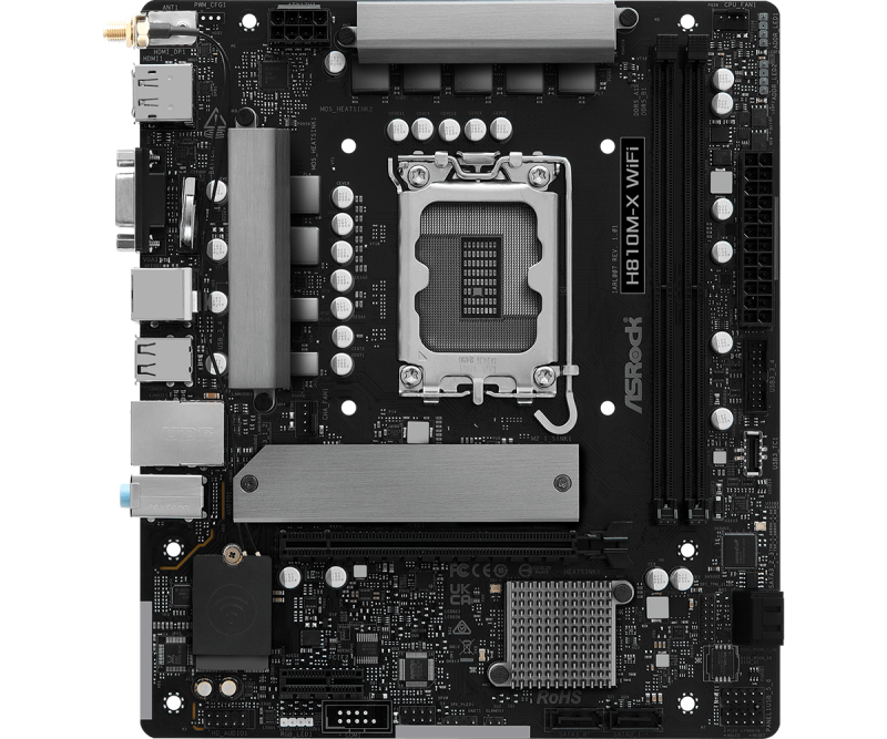 Placa de baza ASRock H810M-X WiFi, LGA 1851, DDR5, Micro-ATX