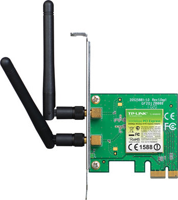 PLACA RETEA TP-LINK , intern wireless 2.4 GHz, PCI-E, port, 300 Mbps, antena externa detasabila x 2, "TL-WN881ND"