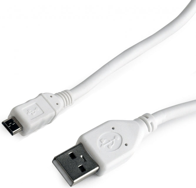 CABLU alimentare si date GEMBIRD, pt. smartphone, USB 2.0 (T) la Micro-USB 2.0 (T), 1m, alb, "CCP-mUSB2-AMBM-W-1M"