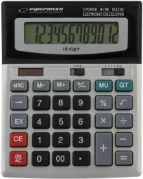 Calculator de birou Esperanza Euler ECL103 solar sau baterie cu 12 Digits Negru/Gri "ECL103"