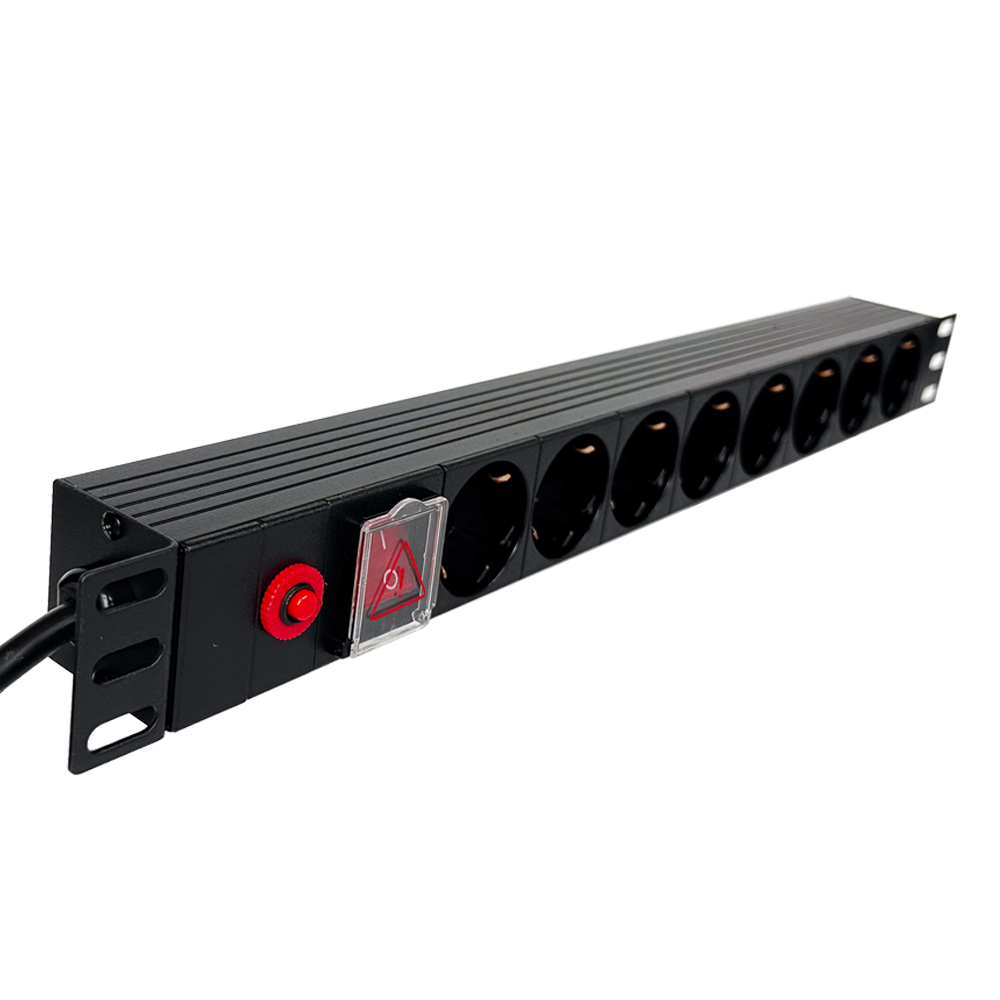 Priza de rack 19 inch, PDU 1U, 8 posturi Schuko cu alimentare C14, Eco Xcab "EcoXcab-819-C14"