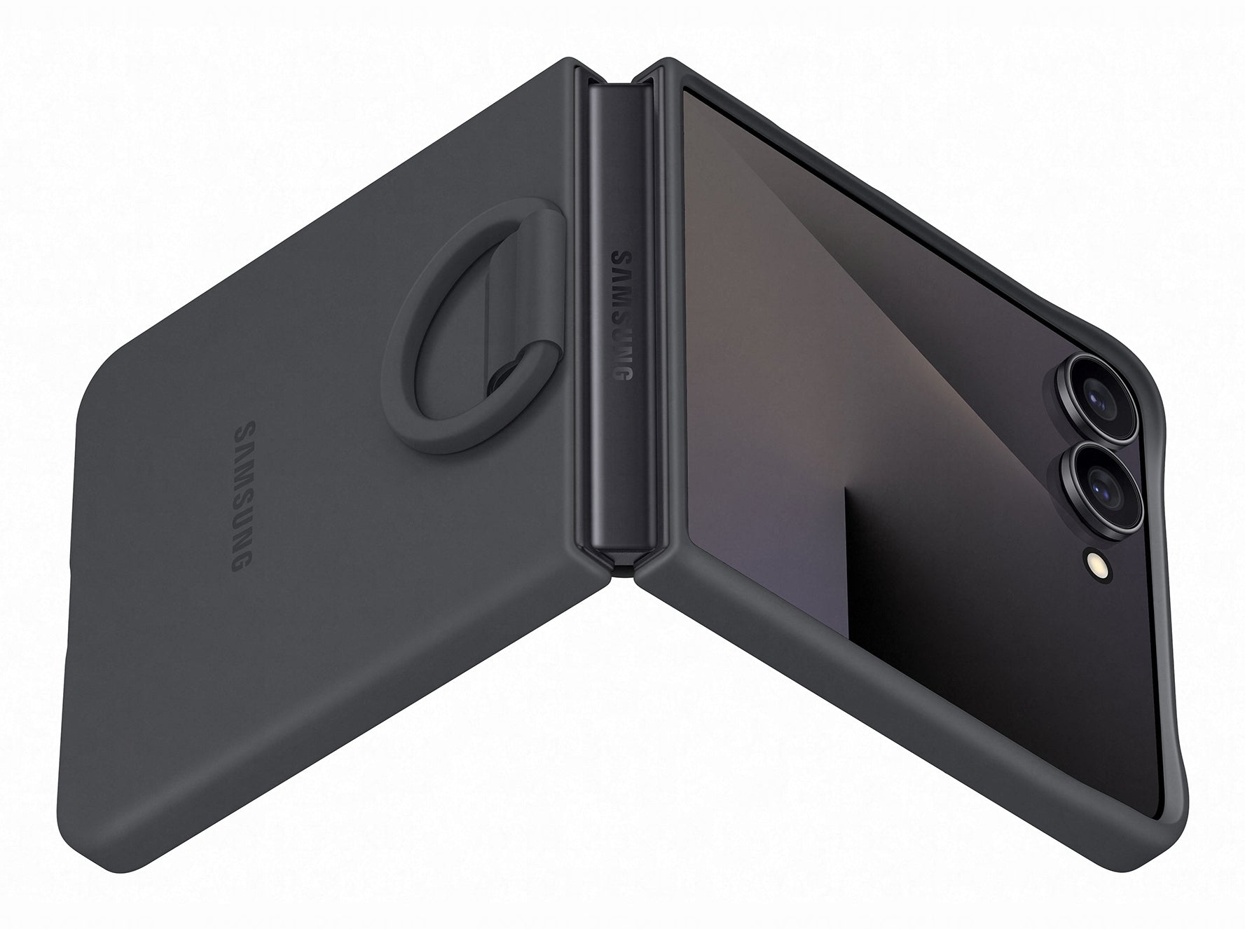 Husa Galaxy Z Flip 7 - Capac protectie spate Silicone Case cu inel, Negru "EF-PF766TBEGWW"