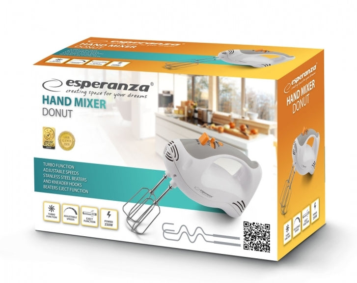Mixer de mana Esperanza Donut EKM009 DONUT 250W Alb-Gri "EKM009"