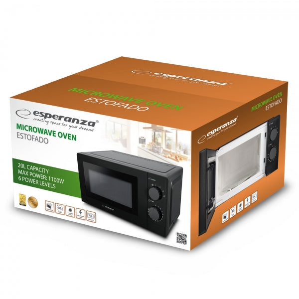 Cuptor cu microunde Esperanza Estofado EKO0011K 1100W 20l Negru "EKO011K"