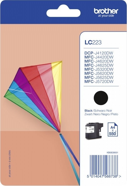Cartus Cerneala Original Brother Black, LC223BK, pentru DCP-J4120|MFC-J4420|J4620|J5320|J5620|J5720, 550, , "LC223BK"