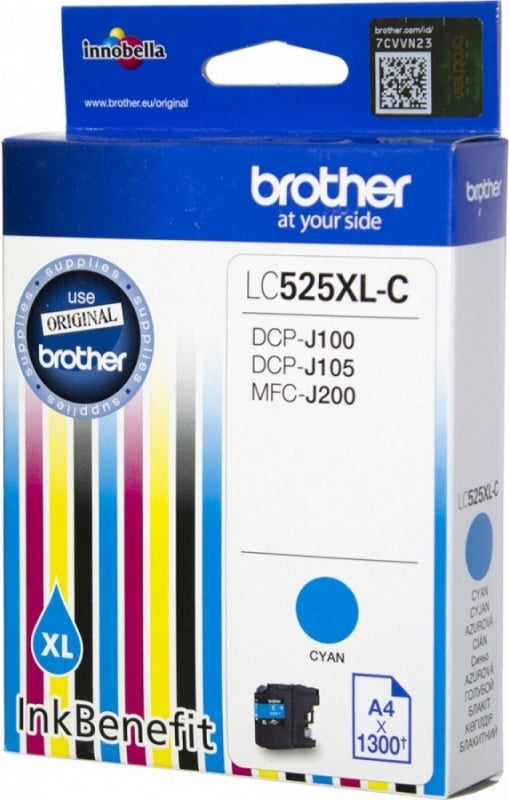 Cartus Cerneala Original Brother Cyan, LC525XLC, pentru DCP-J100|J105|MFC-J200, 1.3K, , "LC525XLC"