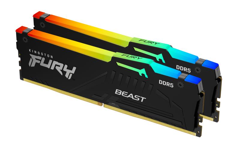 Memorie RAM Kingston FURY Beast RGB, 16GB DDR5, 5200MHz, CL40