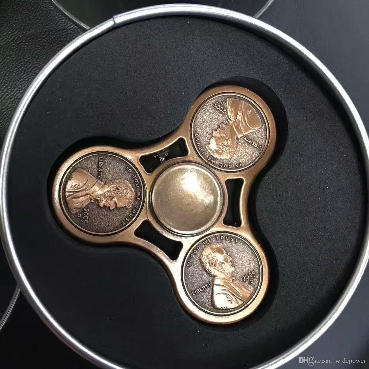 Fidget Spinner Jucarie Antistres Model One Cent Auriu