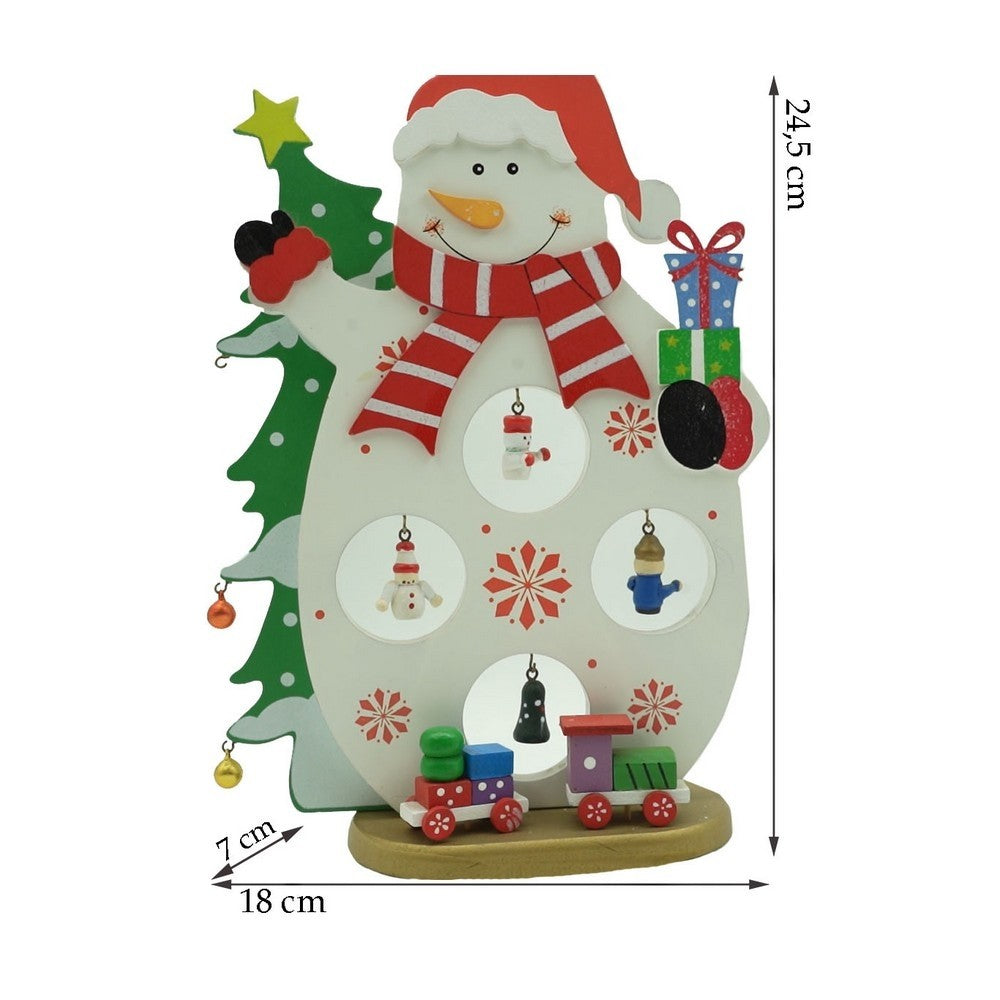 Figurina decorata de Craciun, Om de zapada, Alb, din Lemn, 18 cm x 24.5 cm, Interior