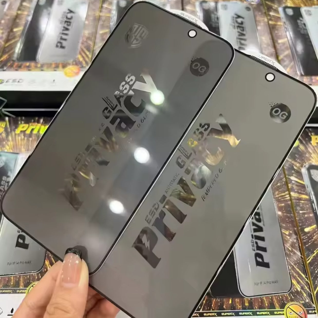 Folie de Sticla Privacy OG pentru Apple iPhone 17 Air, Sticla Securizata ESD Antistatica, Super-X, cu Margini Negre, Rezistenta la Zgirieturi, 0.30 mm, Transparenta