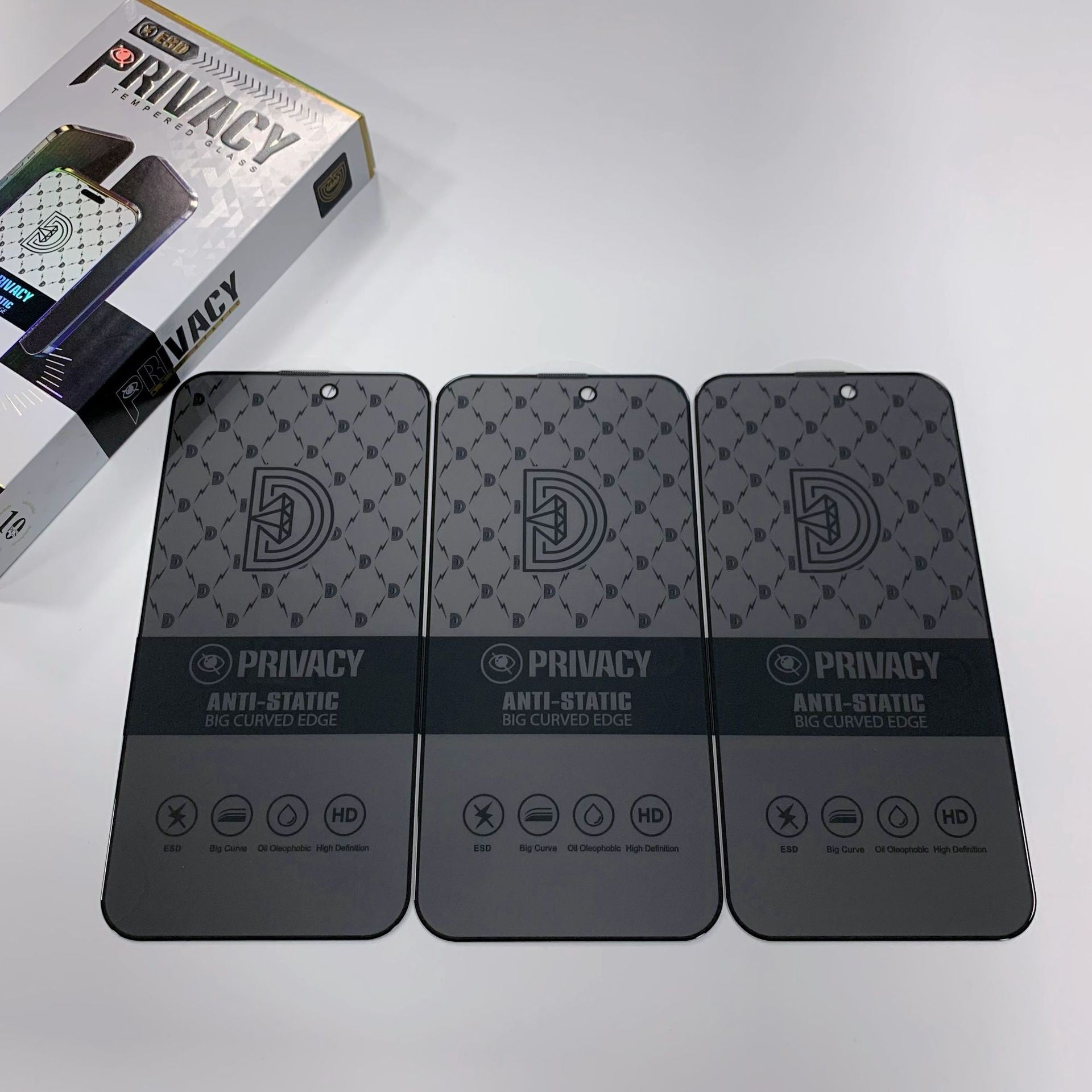 Folie de Sticla Securizata pentru Apple iPhone 15 Pro, Privacy Diamond, Vizibilitate HD, Protectie Completa 9D, Anti-Static ESD, Protectie Confidentialitate, Negru
