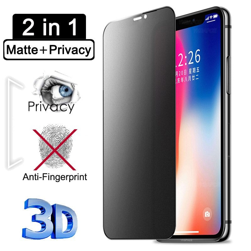 Folie protectie pentru iPhone 14 Pro, Sticla securizata, temperata, duritate 9H, Privacy Matte 360, Transparenta, Protectie Completa