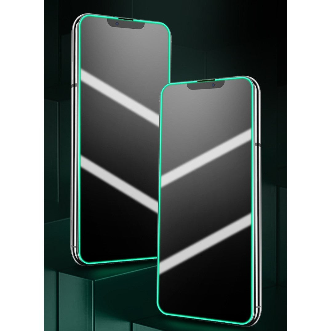 Folie Sticla Securizata, Luminous, compatibila cu Apple iPhone 14 Pro, Margine fosforescenta verde