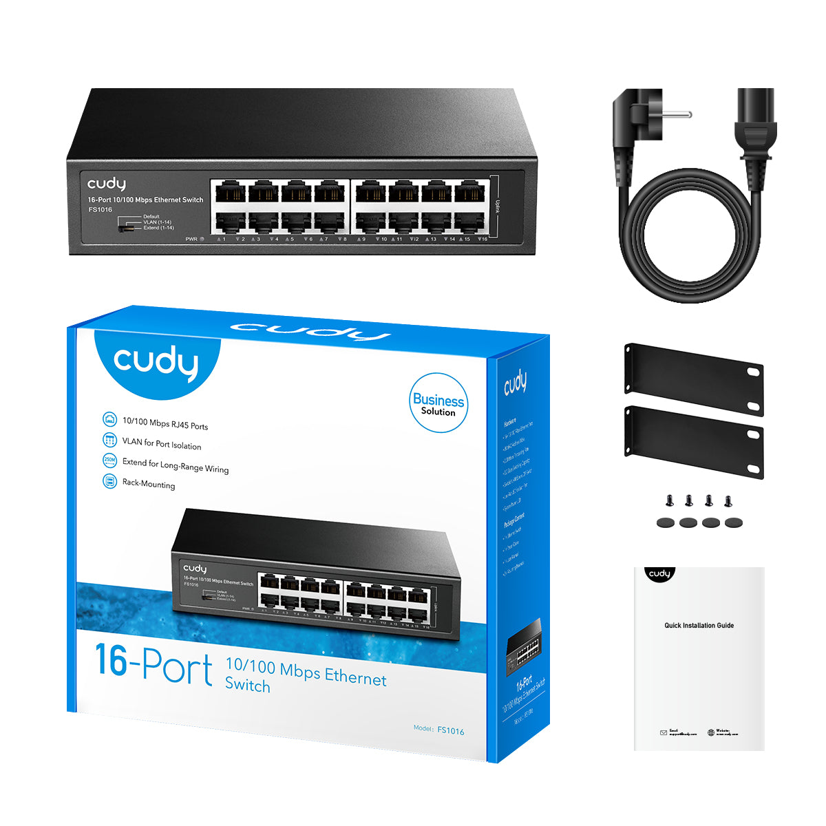 CUDY 16-Port 10/100 Mbps Metal Switch "FS1016"